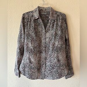 Kate Hill 100% Silk Leopard Print Blouse Size 12